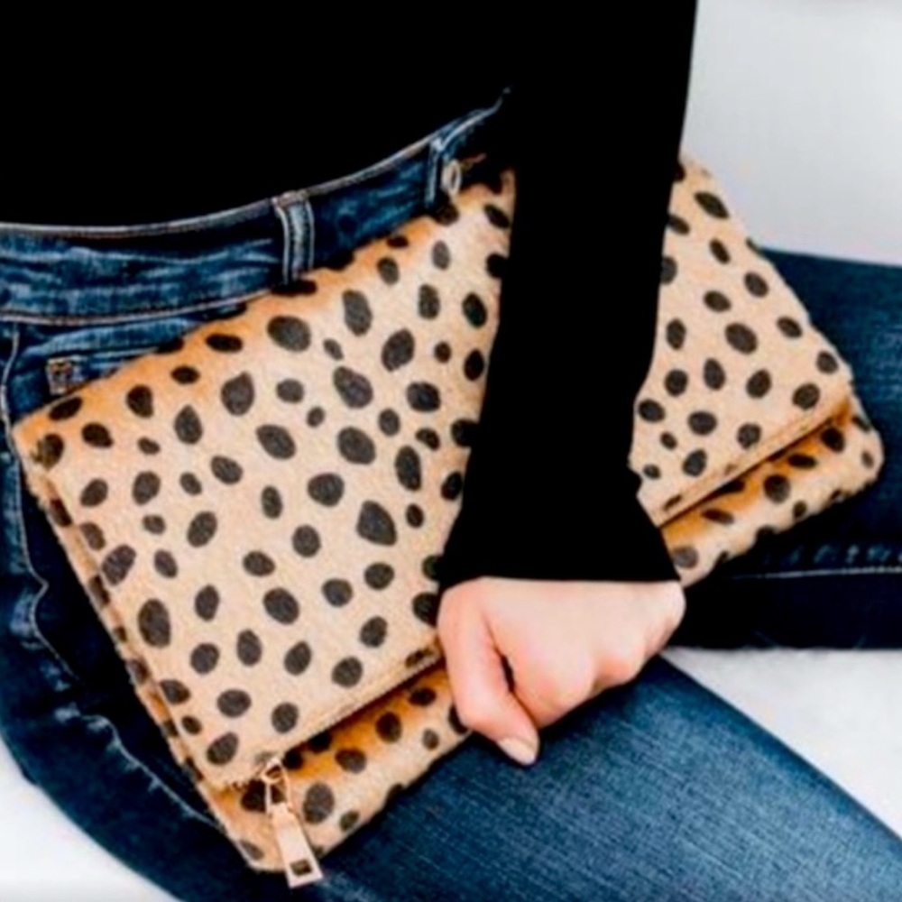 Vici Leopard Print, Faux Calf Hair Clutch